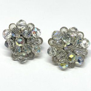Vintage faceted crystal cluster earrings